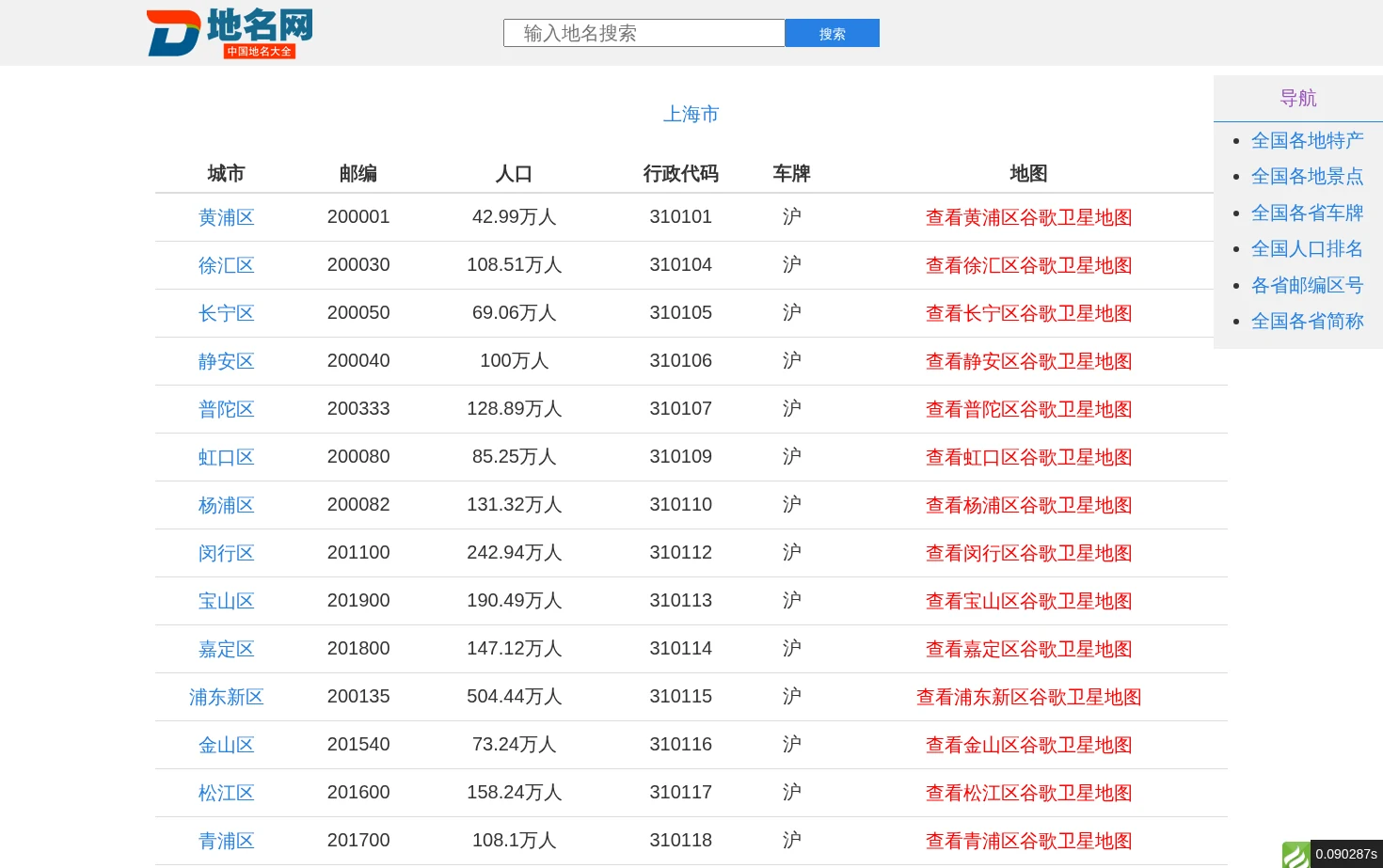 地名查询_行政区划参考_地名数据库 页面快照